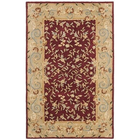 Safavieh 8 x 8 ft. Round Traditional Bergama- Red and Dark Beige Hand Tufted Rug BRG164A-8R